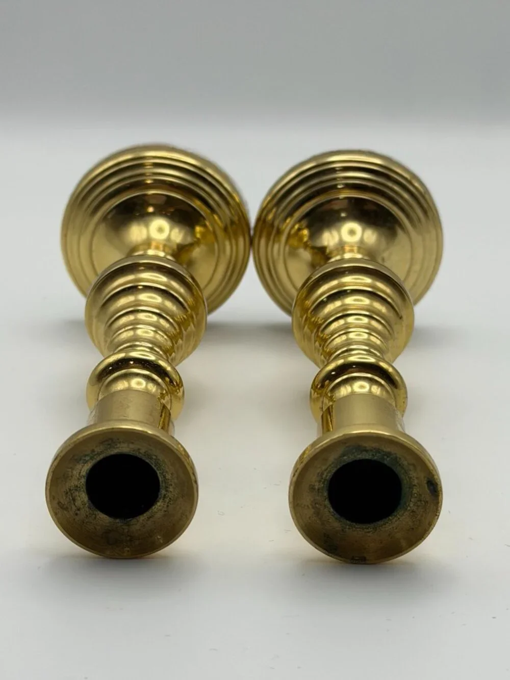 Vintage Baldwin Brass Beehive Candlestick Holder Pair Ornate tapered
